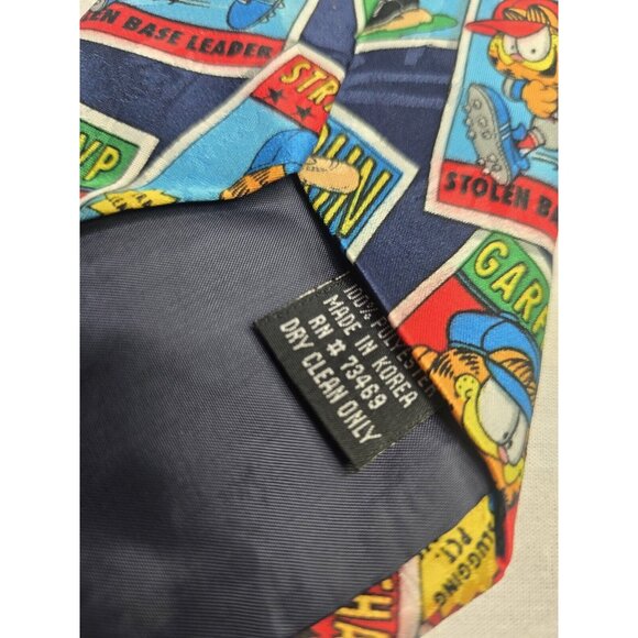Vintage Garfield Cartoon Baseball Graphic Print Tie- Mens Novelty Cartoon Tie - Picture 3 of 5